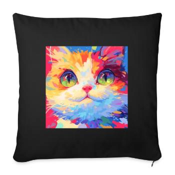 Cat, Cat Motif - Sofa pillowcase 17,3'' x 17,3'' (45 x 45 cm) - black - Front