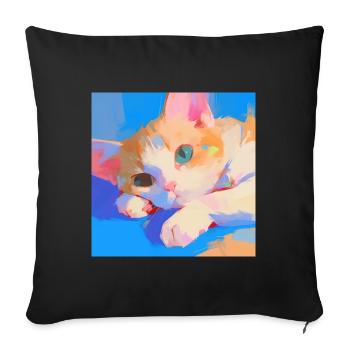 Cat, Cat Motif - Sofa pillowcase 17,3'' x 17,3'' (45 x 45 cm) - black - Front