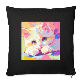 Cat, Cat Motif - Sofa pillowcase 17,3'' x 17,3'' (45 x 45 cm) - black - Front