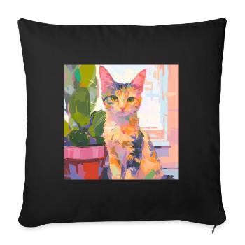 Cat, Cat Motif - Sofa pillowcase 17,3'' x 17,3'' (45 x 45 cm) - black - Front