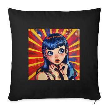 Anime, Retro Waifu, Japon - Housse de coussin décorative 45 x 45 cm - noir - Devant