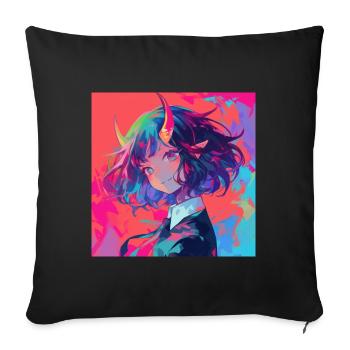Anime Demon, Waifu, Japon - Housse de coussin décorative 45 x 45 cm - noir - Devant