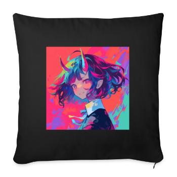 Anime, Demon Girl, Waifu, Japan - Sofa pillowcase 17,3'' x 17,3'' (45 x 45 cm) - black - Front
