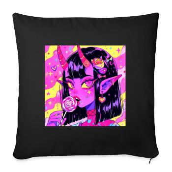Anime, Demon Girl, Waifu, Japan - Sofa pillowcase 17,3'' x 17,3'' (45 x 45 cm) - black - Front