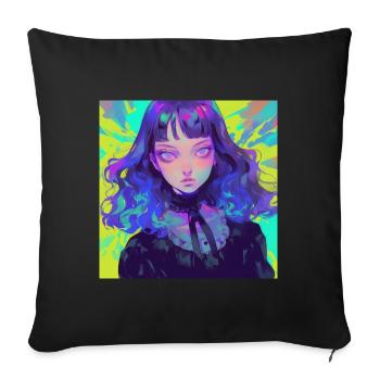 Anime, Gothic Girl, Waifu, Japan - Sofa pillowcase 17,3'' x 17,3'' (45 x 45 cm) - black - Front