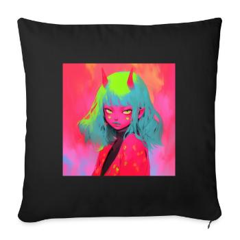 Anime Demon, Waifu, Japon - Housse de coussin décorative 45 x 45 cm - noir - Devant