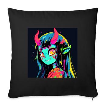 Anime Demon, Waifu, Japon - Housse de coussin décorative 45 x 45 cm - noir - Devant