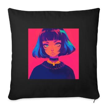 Anime, Gothic Girl, Waifu, Japan - Sofa pillowcase 17,3'' x 17,3'' (45 x 45 cm) - black - Front