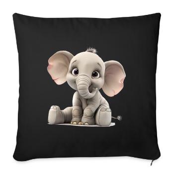 Little young funny elephant - Sofa pillowcase 17,3'' x 17,3'' (45 x 45 cm) - black - Front