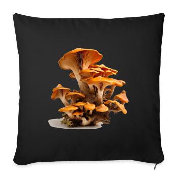 Champignons, pays des merveilles dans les sous-bois - Housse de coussin décorative 45 x 45 cm - noir - Devant