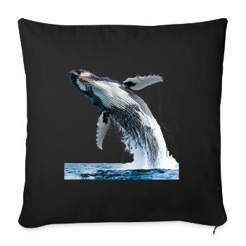 Une baleine à bosse saute hors de la mer - Housse de coussin décorative 45 x 45 cm - noir - Devant