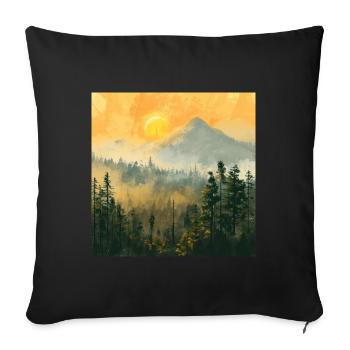 Mountains, Landscape, Nature, Trees, Sun - Sofa pillowcase 17,3'' x 17,3'' (45 x 45 cm) - black - Front