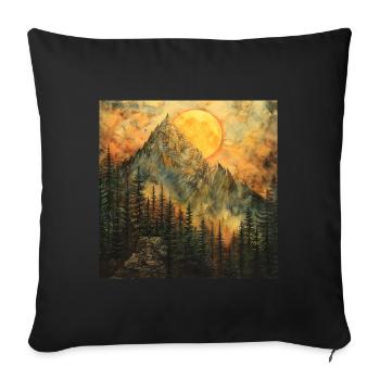 Mountains, Landscape, Nature, Trees, Sun - Sofa pillowcase 17,3'' x 17,3'' (45 x 45 cm) - black - Front
