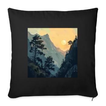Mountains, Landscape, Nature, Trees, Sun - Sofa pillowcase 17,3'' x 17,3'' (45 x 45 cm) - black - Front