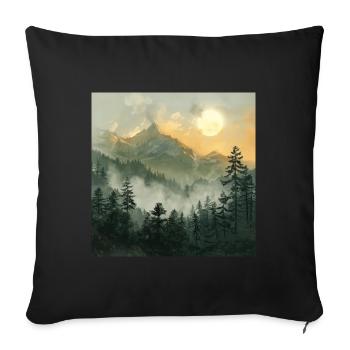 Mountains Landscape Nature Trees Sun - Sofa pillowcase 17,3'' x 17,3'' (45 x 45 cm) - black - Front