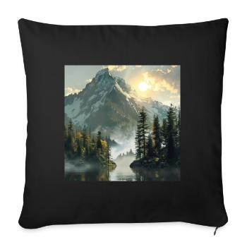 Mountains, Landscape, Nature, Trees, Sun - Sofa pillowcase 17,3'' x 17,3'' (45 x 45 cm) - black - Front