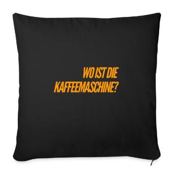 Où se trouve la machine à café ? - Housse de coussin décorative 45 x 45 cm - noir - Devant