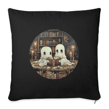 Ghost Reading Book Library - Sofa pillowcase 17,3'' x 17,3'' (45 x 45 cm) - black - Front