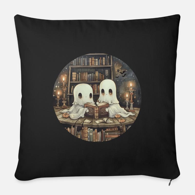 Ghost Reading Book Library - Sofa pillowcase 17,3'' x 17,3'' (45 x 45 cm) - black
