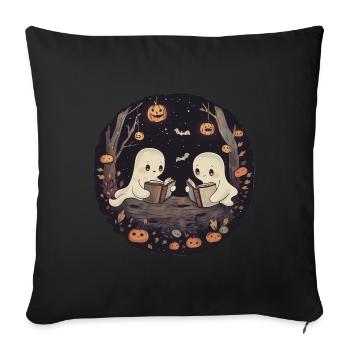 Ghosts, Reading, Book, Library, Halloween - Sofa pillowcase 17,3'' x 17,3'' (45 x 45 cm) - black - Front