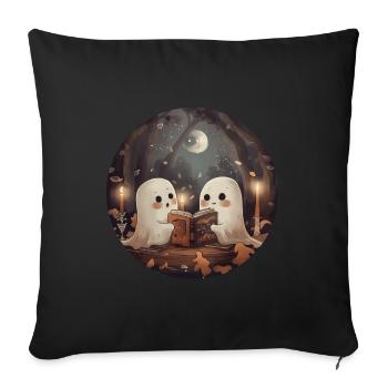Ghosts, Reading, Book, Library, Halloween - Sofa pillowcase 17,3'' x 17,3'' (45 x 45 cm) - black - Front