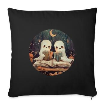 Ghosts, Reading, Book, Library, Halloween - Sofa pillowcase 17,3'' x 17,3'' (45 x 45 cm) - black - Front