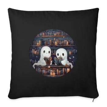 Ghosts, Reading, Book, Library, Halloween - Sofa pillowcase 17,3'' x 17,3'' (45 x 45 cm) - black - Front