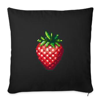 Pixel Strawberry Summer Fruit - Sofa pillowcase 17,3'' x 17,3'' (45 x 45 cm) - black - Front