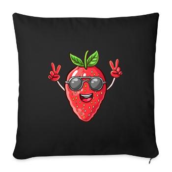 Strawberry, Sunglasses, Summer, Fruit Peace - Sofa pillowcase 17,3'' x 17,3'' (45 x 45 cm) - black - Front
