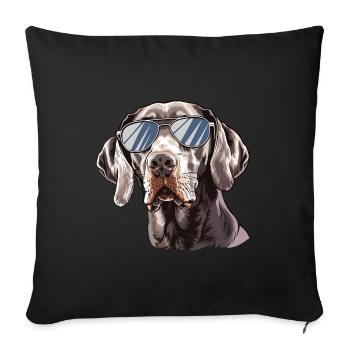 Weimaraner, dog, sunglasses, summer - Sofa pillowcase 17,3'' x 17,3'' (45 x 45 cm) - black - Front