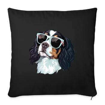 English Springer Spaniel, Dog, Sunglasses - Sofa pillowcase 17,3'' x 17,3'' (45 x 45 cm) - black - Front