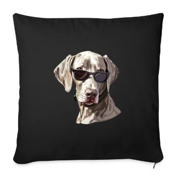 Weimaraner, Dog, Sunglasses, Summer - Sofa pillowcase 17,3'' x 17,3'' (45 x 45 cm) - black - Front