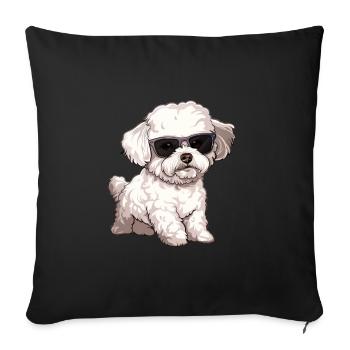 Bichon Frise, Bichon Frisé, Dog, Sunglasses - Sofa pillowcase 17,3'' x 17,3'' (45 x 45 cm) - black - Front