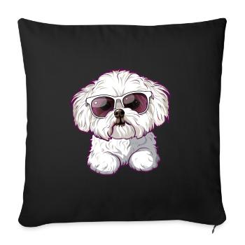 Bichon Frisé, Bichon Frise, Dog, Sunglasses - Sofa pillowcase 17,3'' x 17,3'' (45 x 45 cm) - black - Front