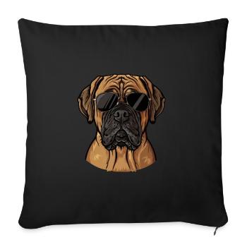 English Mastiff, Dog, Sunglasses, Summer - Sofa pillowcase 17,3'' x 17,3'' (45 x 45 cm) - black - Front