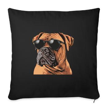 Bullmastiff, Dog, Sunglasses, Summer - Sofa pillowcase 17,3'' x 17,3'' (45 x 45 cm) - black - Front