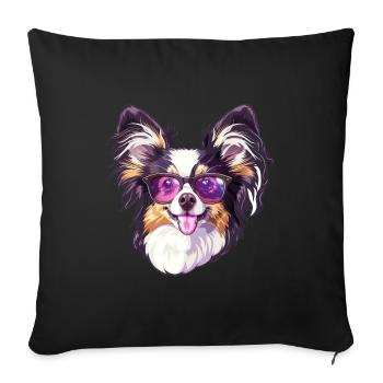 Continental Miniature Spaniel Papillon - Sofa pillowcase 17,3'' x 17,3'' (45 x 45 cm) - black - Front