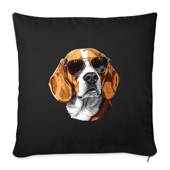 Beagle, Dog, Sunglasses, Summer - Sofa pillowcase 17,3'' x 17,3'' (45 x 45 cm) - black - Front