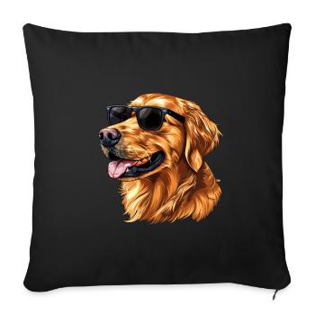 Golden Retriever, Dog, Sunglasses, Summer - Sofa pillowcase 17,3'' x 17,3'' (45 x 45 cm) - black - Front
