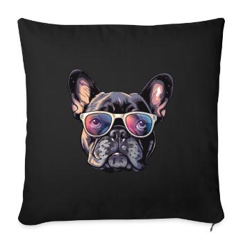 Französische Bulldogge, Frenchie, French Bulldog, - Sofa pillowcase 17,3'' x 17,3'' (45 x 45 cm) - black - Front