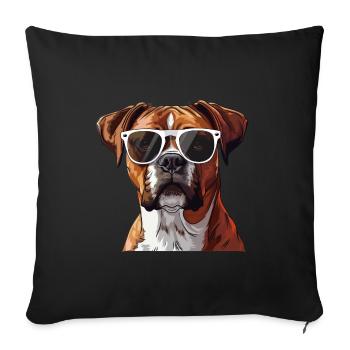 German Boxer, Dog, Sunglasses, Summer - Sofa pillowcase 17,3'' x 17,3'' (45 x 45 cm) - black - Front