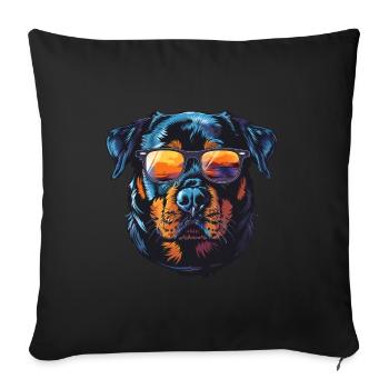 Chien Rottweiler - Housse de coussin décorative 45 x 45 cm - noir - Devant