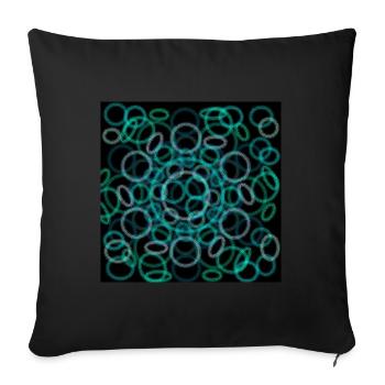 Abstract circles design on black background - Sofa pillowcase 17,3'' x 17,3'' (45 x 45 cm) - black - Front