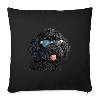 Portuguese Water Dog, Cão de Água Português - Sofa pillowcase 17,3'' x 17,3'' (45 x 45 cm) - black - Front