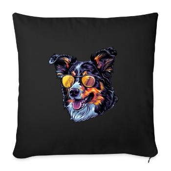 Bouvier Australien Chien, Chien, Lunettes De Soleil, Été - Housse de coussin décorative 45 x 45 cm - noir - Devant