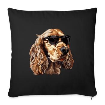 Cocker Anglais, Chien, Lunettes De Soleil, Été - Housse de coussin décorative 45 x 45 cm - noir - Devant