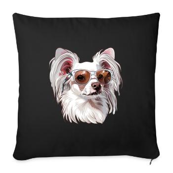 Chinese Crested dog, Chinese Crested dog, Dog - Sofa pillowcase 17,3'' x 17,3'' (45 x 45 cm) - black - Front