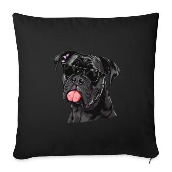 Cane Corso Italiano, Dog, Sunglasses, Summer - Sofa pillowcase 17,3'' x 17,3'' (45 x 45 cm) - black - Front