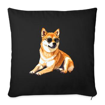 Akita, dog, sunglasses, summer, gift - Sofa pillowcase 17,3'' x 17,3'' (45 x 45 cm) - black - Front