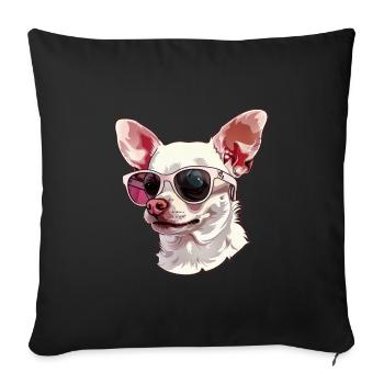 Chihuahua, dog, sunglasses, summer - Sofa pillowcase 17,3'' x 17,3'' (45 x 45 cm) - black - Front